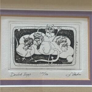 DARLENE HARDIE 125/500 Deviled Eggs Framed Farmhouse Decor eBay Ink LITHO Art